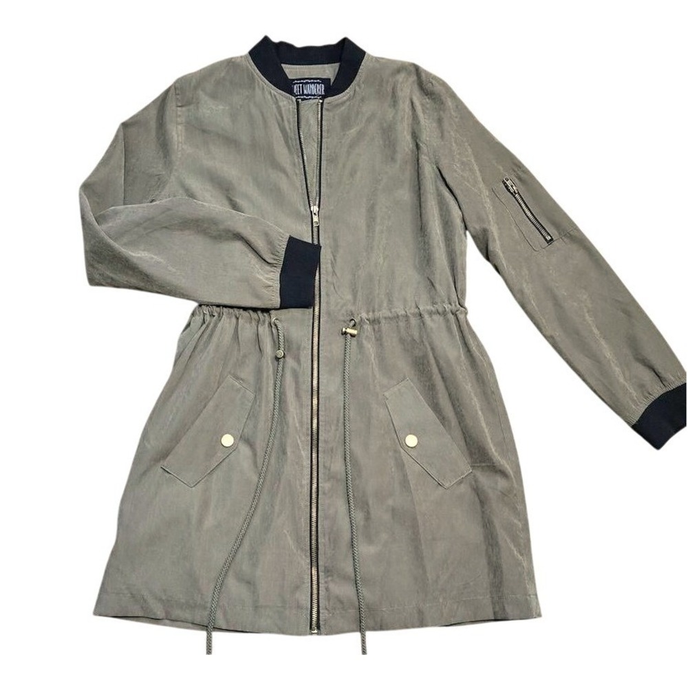 Sweet Wanderer Olive Green Faux Suede Utility Bomber Jacket Small